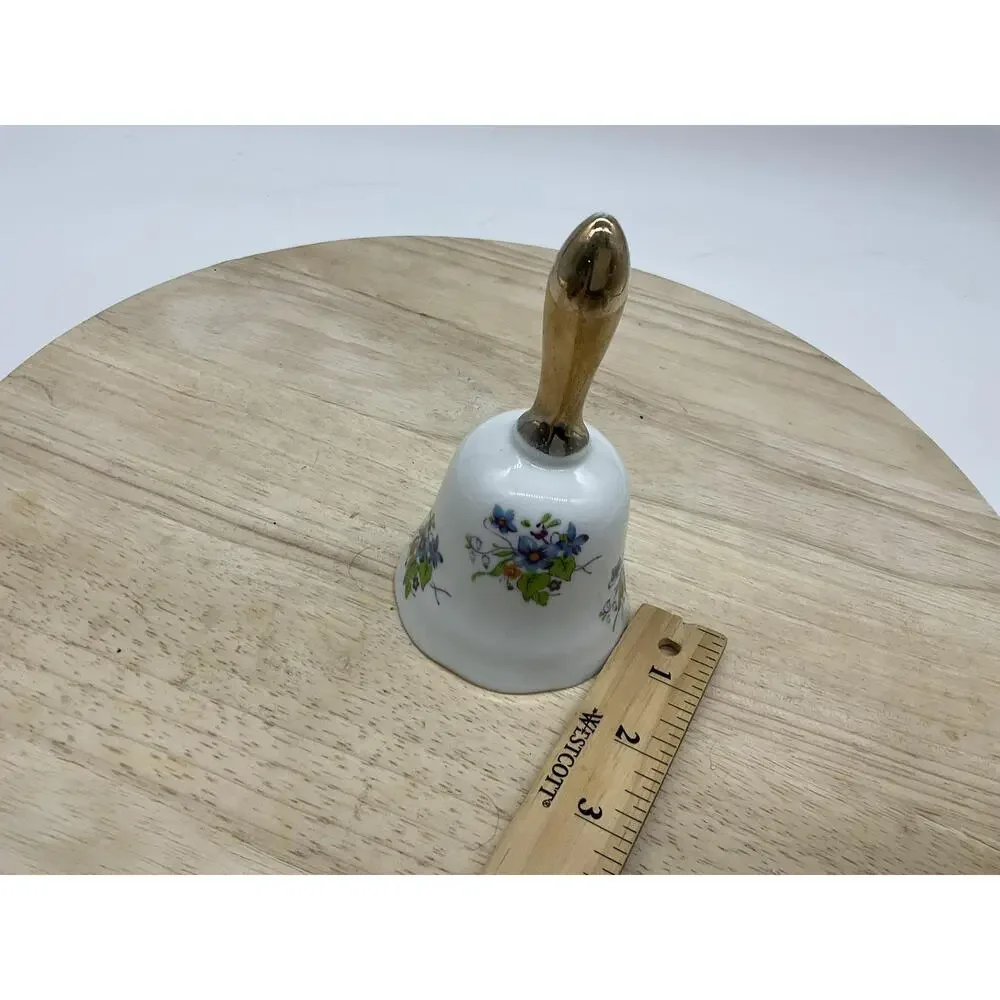 Vintage Norleans White‎ Porcelain Floral Hand Bell Small Japan Collectible